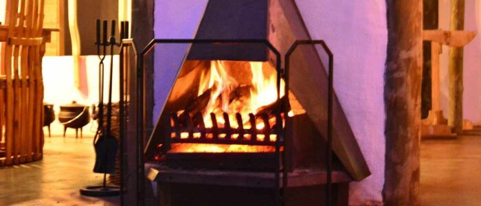 fireplace in Antbear Lodge